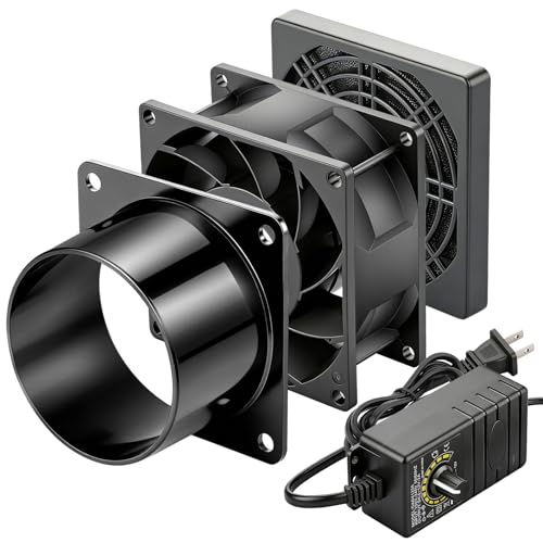 80mm x 38mm 3 Inch Duct 12V Computer Exhaust Fan with AC Variable Speed High Airflow Small Ventilation Fan Dual Ball for Paint Booth Fume Extractor 3D Printer Greenhouse Dryer Booster Cooling - size: 8038-one duct