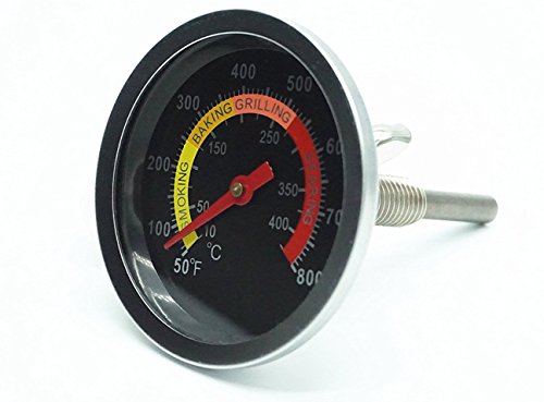 Grill Temperature Gauge BBQ Smoker Thermometer for Charcoal Grill and Pit | Smoker Thermometer Temp Gauge with Stainless Steel Case 2 3/8 Inch Face and 50-800F Temperature