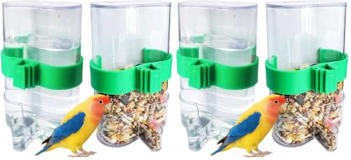 Automatic Bird Water Dispenser Parrot Water Feeder Bird Seed Food Container Parakeet Waterer Cockatiel Cage Accessories Automatic Feeding for Finch Lovebird Canary Small Birds(2Pcs) (Pack of 2) - color: Clear, size: 2Pcs (Pack of 2)