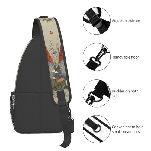 Gnomes Sling Bag for Women, Crossbody Bag Daisy Flower Butterfly Sling Backpack for Men, Casual Shoulder Bags Lightweight Gym Outdoor Sports Travel Hiking Fishing Daypack - color: Gnomes