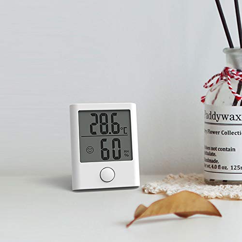 BALDR Digital Mini Hygrometer & Indoor Thermometer - Monitor Room Temperature & Humidity with a Hydrometer, Humidity Sensor, & Indoor Thermometer for Home, Office, Greenhouse, & More (White, 2 Packs)