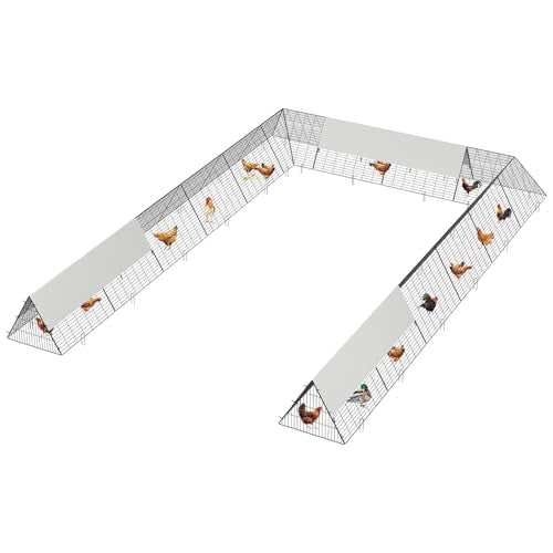 GarveeLife Chicken Tunnels for Outside with Corner Frames, Large Metal Chicken Runs with Weather-Resistant Cover, Portable Poultry Cage for Hens, Ducks, Rabbits, 238.2x161.4x24.2 inch - size: 40.9"L x 29.7"W x 2.8"H