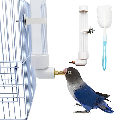 Automatic Parrot Water Dispenser - 130ML Bird Water Bottle with Cleaning Brush, Cage Accessories Drinker Bowl Fountain for Parakeet, Cockatiel, Lovebirds