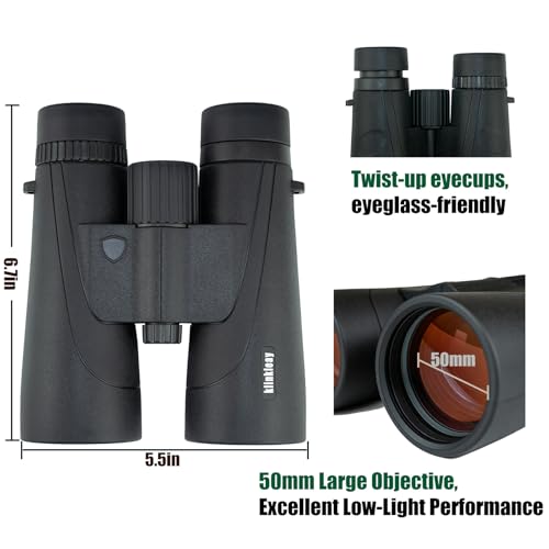 10x50 Binoculars for Adults, HD High Powered Binoculars with BAK4 Prism & FMC Optics, IPX7 Waterproof for Bird Watching Hunting Travel Cruise Marine