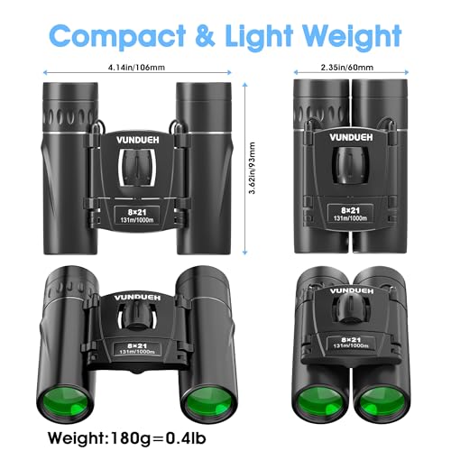 Mini Compact Binoculars for Adults and Kids - Waterproof High Powered Easy Focus Small Binocular, Ideal for Bird Watching, Hunting, Concert, Theater, Travel, Hiking, Sightseeing & Outdoor Sports