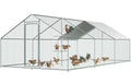Chicken Coop Large Metal Chicken Run with Chicken Perch, Outdoor Dog Kennel with Roof Waterproof Anti-UV Cover Secure Lock for Outside Backyard Farm (19.7' L x 9.8' W x 6.72' H) - size: 236.2"L x 118.1"W x 78.7"H