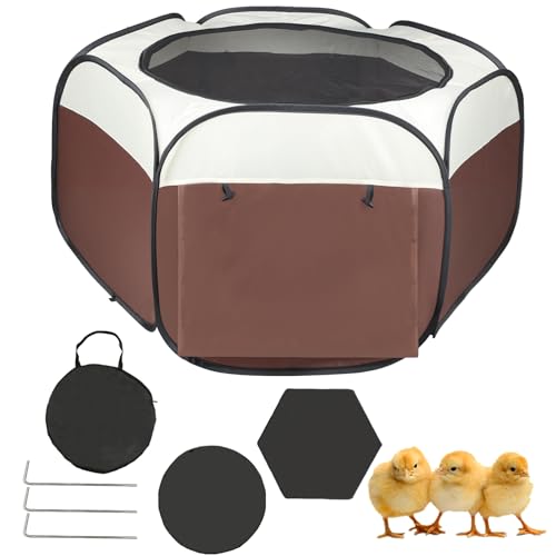Chicken Brooder Box for Chick Starter Kit - 2026 Upgrade Double Door Chicks Brooder Pen/Chickens Playpen/Chick Tent Baby Chickens Supplies Up to 15 Baby Chicks,Duck,Quail - color: brown 2