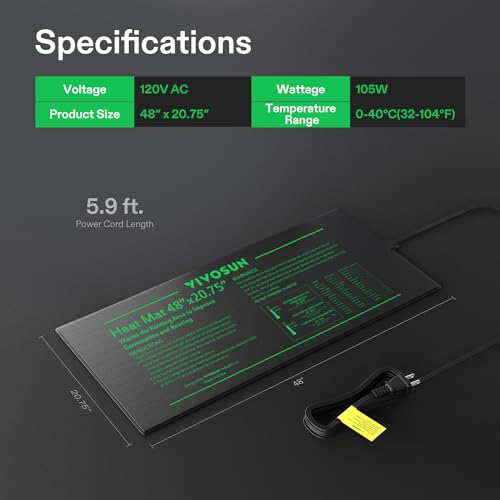 VIVOSUN 2-Pack 48" x 20.75" Durable Waterproof Seedling Heat Mat | UL & MET-Certified Warm Hydroponic Heating Pad for Germination, Indoor Gardening, Greenhouse - size: 48" x 20.75" - 2pack