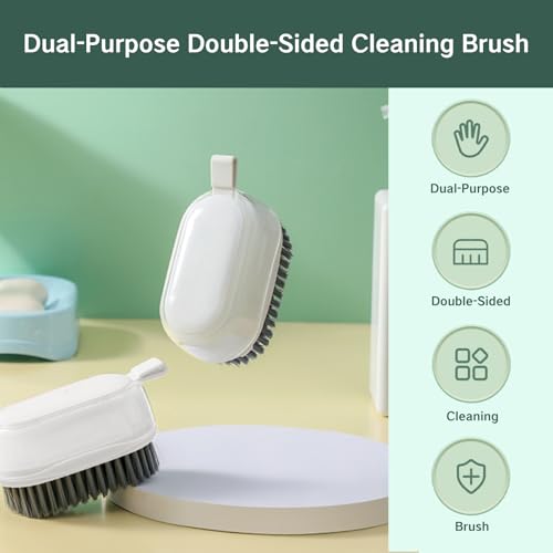 1 PCS Veggie Brush Scrubber Soft and Hard Bristle Vegetable Fruit Scrubber Double Sided Brush Produce Potato Brush Cleaner Mushroom Cleaning Brushes for Food Scrub (Grey White)