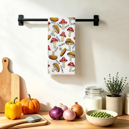 Jztco Funny Trump Kitchen Towel, Anti Trump Gifts for Women | Mushroom Hand Towels for Kitchen Home Decor, Absorbent Microfiber Dish Cloth Tea Towels 14x24 Inch - color: Multi 1519