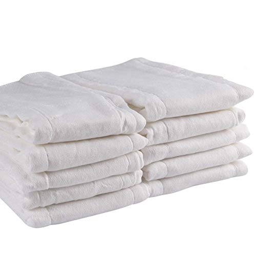 Fasoar 10 Pack Prefold Cloth Diapers, 3-Ply Cotton Baby Diaper Covers | Fits 10-35 Lbs, Newborn, Unisex, Multi-Use Baby Diapers, Washable and Reusable, Soft and Breathable, Skin Friendly