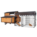 GUTINNEEN Mobile Chicken Coop with Strong Iron Frame Outdoor Hen House with Run Poultry Cage with Waterproof Roof,Nesting Box,Pull-on Tray,6-8 Chickens - size: 76.7"L x 53.8"W x 36.8"H
