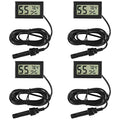 4 Pcs Mini Digital Hygrometer Thermometer Gauge with Probe TPM-10 LCD Display Temperature Fahrenheit Humidity Meter for Incubator Reptile Plant Terrarium Humidor Guitar Case Greenhouse - color: Black 4PCS