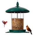 Metal Bird Feeder for Outdoors Hanging,3.0LB Seed Feeder,Easy to Fill & Clean,360° Feeding,Chew Proof Weatherproof Roof for Gardens and Wild Birds,Green - color: Green