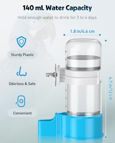 Pawfly 2 Pcs Bird Water Dispenser, Automatic Bird Water Feeder, Plastic Bird Cage Water Dispenser, Blue Parrot Waterer for Parakeet Cockatiel Budgie Lovebirds (Not Fit for Food Feeding) - color: Blue, size: 2 PC