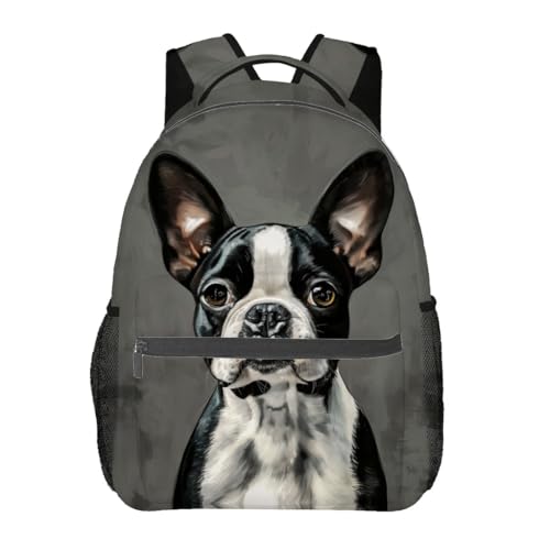 Boston Terrier Backpack Travel Backpacks Laptop Rucksack,School Bookbag for Women Kids Boys Girls,Dog Back Pack Accessories Bags,Ideal Gifts for Work, Outdoor Adventures - color: Color38