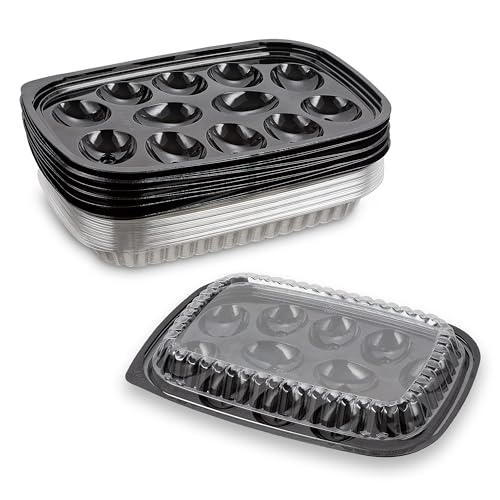 MT Products Clear Deviled Egg Containers Holds 12 Eggs 10.2" x 7.4" x 1" - Durable Egg Platter Tray (Pack of 12) - Made in the USA - size: 10.2 x 7.4 x 1 in