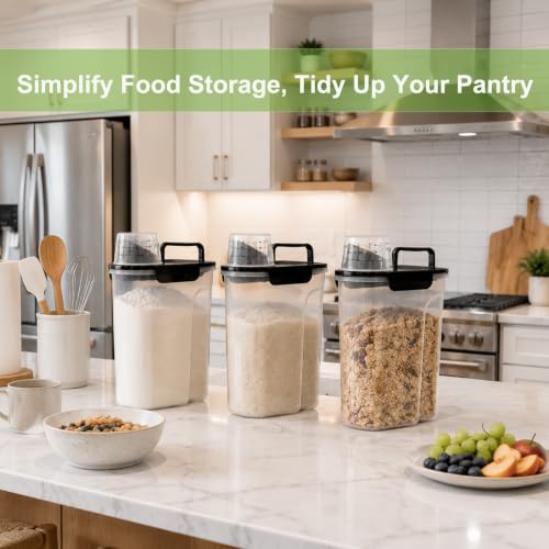 10 Lbs Rice Storage Container Dispenser, Slim Food Bin for Cereal, Flour | Airtight Sturdy Plastic Dry Food Container with Wide Pour Spout for Grain, Oatmeal, Bean, 5 Lbs Dog, Cat, Pet Food, Bird Seed - color: Black