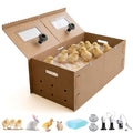 AsFrost 33" Extra Large Chick Brooder Box for 40 Chicks, Dual 75W No-Light Ceramic Heat Lamps, Adjustable Thermostat, 6 Waterproof Pads, Poultry Brooder for Quail, Rabbits & Reptiles