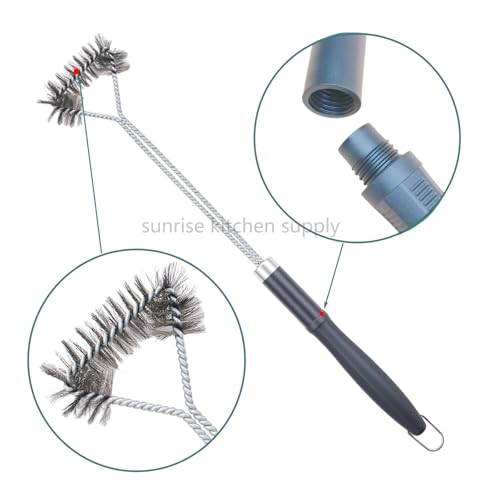 SUNRISE Fryer Brush with Long Handle (Stainless Steel with Plastic Handle, Single Brush) - color: Stainless Steel With Plastic Handle, size: Single Brush