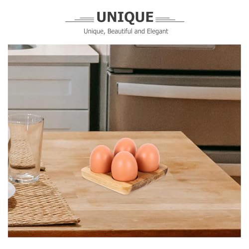 Wooden Egg Tray, Rustic 4 Egg Holder Chicken Eggs Display Tray Suqare for Refrigerator Kitchen Display or Storage