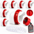 Chicken Feeder Port Kit, 6 Ports No Waste Automatic Chicken Feeder Cups with Rainproof Covers, 3.15" Hole Saw, DIY Gravity Poultry Feeder for Buckets, Barrels, Bins & Troughs