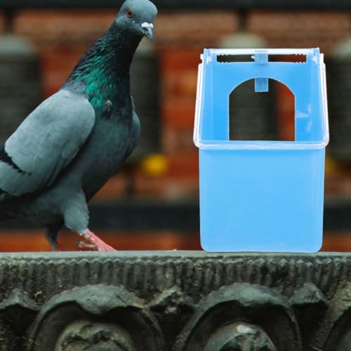 BESTonZON 2pcs Hanging Pigeon Feeder with Lid, Small Plastic Feeding Bowl and Water Container for Bird Cages, Multifunctional Poultry Feeder for Pet Birds and Pigeons