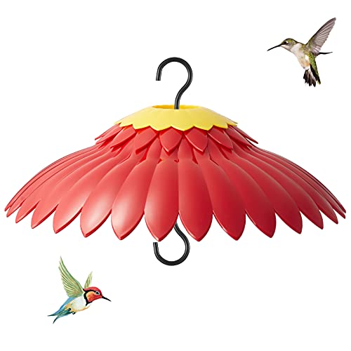 Beserie Squirrel Baffle Hummingbird Feeder Shade Cover Dome Shield Hang from Bird Feeders for Outdoors Squirrel Proof Protect Feed Red Yellow Attract Hummingbirds Moat Proof-14inch(Red) - color: Red02 14in