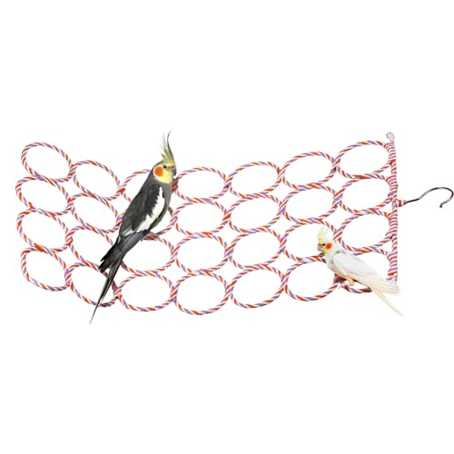 Yopay 4 Pack Parrot Bird Swing Hanging Toys, Rat Climbing Ladder Rope Perch, Net Toy for Cage, Mouse, Mice, Parakeets Cockatiels Conures Lovebirds, Multiple Purpose Scarf Hanger
