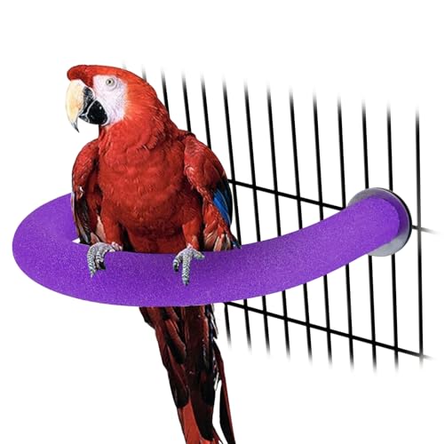 Rypet U-Shaped Large Parrot Perch, Quartz Bird Perch for Cage(Purple XL) | Safe Chew & Rest Perch for Large Birds, Durable Non-Toxic Cage Accessory, for Parakeets Cockatiels Conures Macaws - color: Purple, size: X-Large