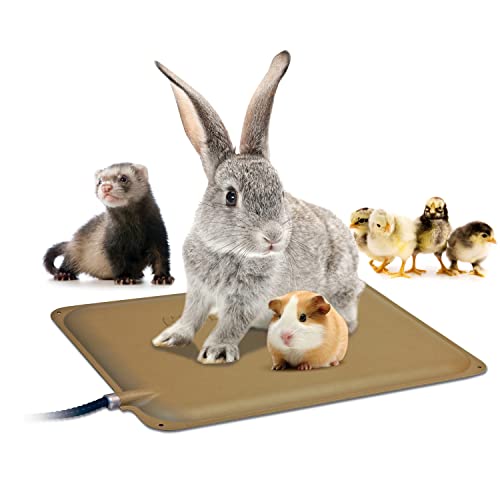 K&H Pet Products Small Animal Outdoor Heated Pad, Waterproof, Chew Resistant, Safety Listed, Indoor Outdoor Heater Warming Pad for Cat Houses, Rabbit Hutches, or Chick Brooders - 12 X 9in Tan 25W - size: Petite 9 X 12 Inches