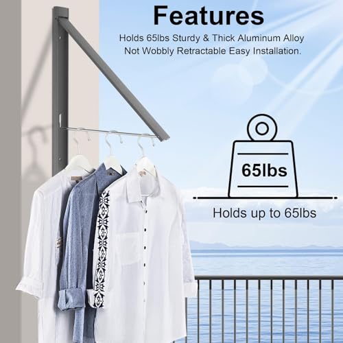 Clothes Drying Rack Folding Indoor,Laundry Room Organization,Wall Mounted Drying Racks for Laundry,Laundry Drying Rack Collapsible,Laundry Drying Rack,Retractable Clothesline (Gray) - color: Gray