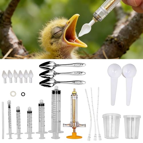 Baby Bird Feeding Syringe Kit,Hand Feeding Syringe for Birds,Pet Syringe Feeding Tool, Parrot Feeding Tubes Set for Small Baby Birds Pet Kittens (A) - color: A