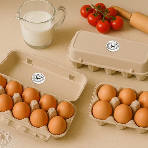 320 Pcs Farm Fresh Eggs Labels, 2 Inch Round Simplicity Retro Style Egg Carton Sticker Waterproof Adhesive Egg Packaging Sticker for Box Container Carton Farm Supplies - color: Minimalist Style