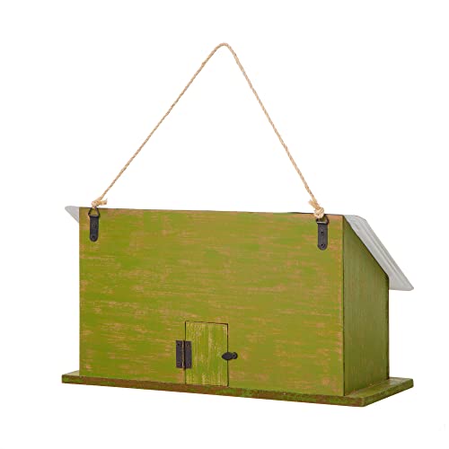 Glitzhome 14" Hanging Birdhouse for Outside, Green Licence Plate Design - Spring Ready Nesting Box & Christmas Garden Gift Idea - color: Retro Green