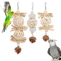 Wontee Bird Toys 3 Pack Parrot Foraging Hanging Toys Sola Ball Natural Nuts Chew Toys for Cockatiels Conures Parakeets Budgies Senegal (3 Pack) - size: 3 Pack
