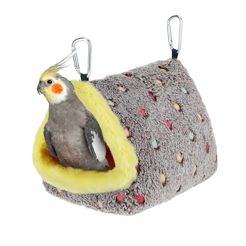 MEWTOGO Medium Winter Warm Bird Nest for Cage - Comfortable Birds Bed with Support Plate, Hanging Shed Hideaway Hammock Hut Gift for Cockatiel Monk Parrots Sun Conure - size: Medium