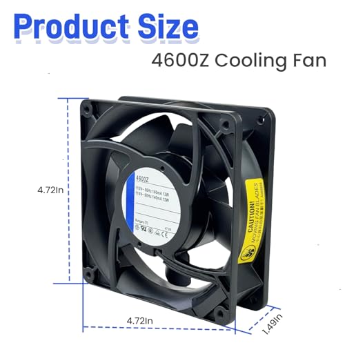 for ebm-papst 4600Z Cooling Fan, 115V 50-60Hz Industrial Fan 160/140mA 13/12W, 106 CFM, 2-Pin Connector 3100 RPM 120X120X38mm