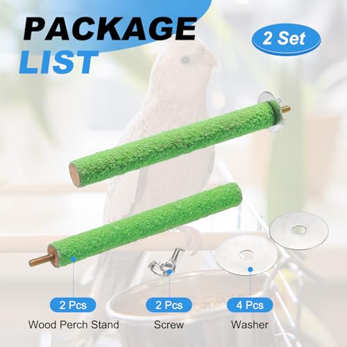 Bird Perch Stand, Colorful Paw Grinding Stick, Wood Rough-surfaced Perch Parrot Stand 15 x 1.8 Cm, (Green, 2 Pcs), Intended for Home/Animal Parks/Pet Stores - color: Green, size: 15 x 1.8 cm / 5.91 x 0.71 inch