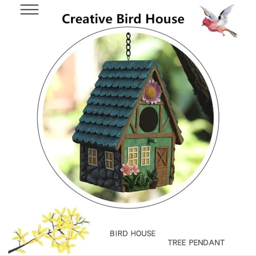 Outdoor Hanging Bird Nests, Hummingbird Houses, Garden Tree Decorations, Resin Ornaments - style: Simulated House