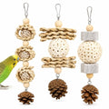 3 Pack Bird Toys for Small Birds, Texture-Rich Shredding & Chewing Toys with Sola Ball, Rattan Balls, Pumice Stone and Pinecone, Hanging Cage Toys for Budgies, Cockatiels, Lovebirds and Small Conures - size: 3 Pack