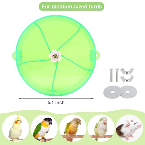 Bird Creative Foraging System Wheel Seed Food Ball Rotate Training Toy for Small and Medium Parrots Parakeet Cockatiel Conure (Green) - color: Green