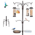 YINGYM Bird Feeding Station Kit, 94 Inch Bird Feeder Pole for Outdoors | 6-Hook Bird Feeder Stand with 4 Feeders, Metal Suet, Bath Tray and 5-Prong Base, Easy Assembly for Wild Birds Watching - size: 94 Inch without Squirrel Baffle