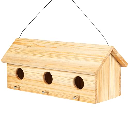 Wooden Bird Houses for Outside Birdhouses Nest Bluebird House for Cardinals Finch Wren Swallow for Garden Viewing 7 - size: 15.8inch × 6.3inch × 5.1inch