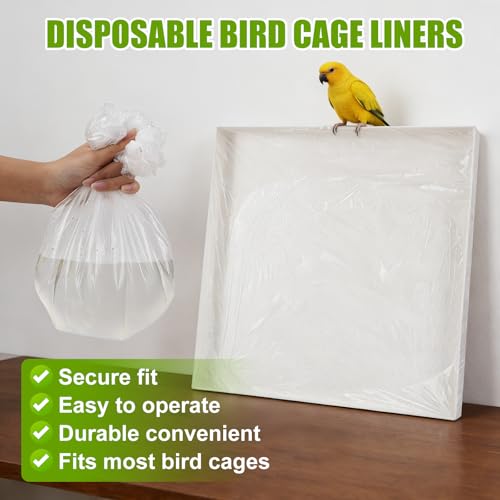50 Pcs Disposable Bird Cage Liners, 34x22 Inch - Transparent PE Liners for Large Parrot Cages, Fit Amazons, African Greys, Macaws, Easy-to-Clean Tray Accessories