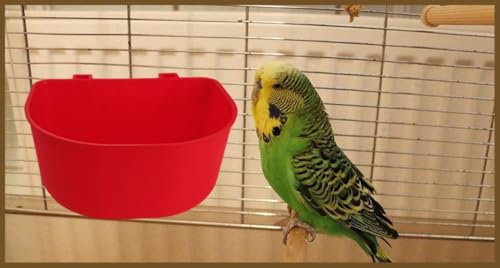 5 Pack Cage Cups Chicken Birds Feeder Water Bowl 25 OZ Rabbit Feeding Watering Dish for Travel Carrier Cat Puppy Food Dispenser Hanging Wire Cages Treats Box Seed Drinking Coop Cup Birdbath - size: Red 25 OZ Pack of 5