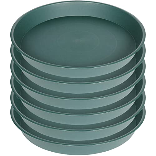 6 Pack of Bird Bath Bowl 8 inch, 8 10 12 14 16 18 20 inch Heavy Duty BirdBath Bowls only, Durable Plastic Round Large Plant Saucer Dish for Garden (8", Green) - color: Green, size: 8"