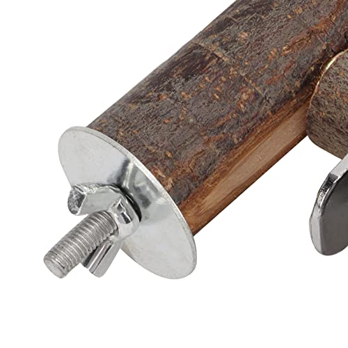 Stainless Steel Bird Feeding Bowl with Wooden Perch for Parakeets, Budgies, Lovebirds and Parrots