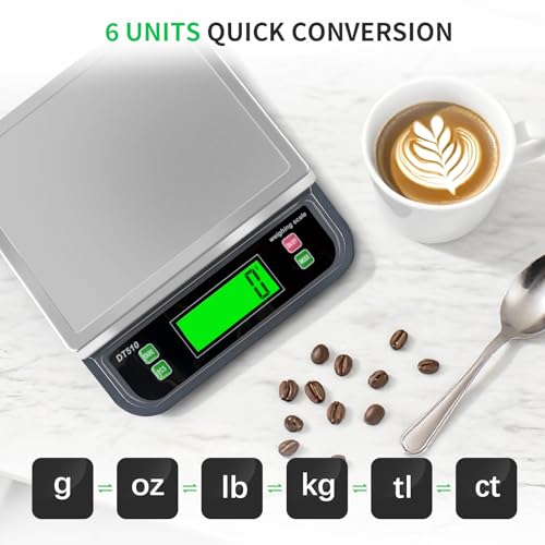 Large Digital Kitchen Scale40kg Stainless Stee with 6 Unit Tare PCS Funtion | Food Scales 88lbs with LCD Display for Baking, Bread, Cooking, Meat, Vegetables, Farm with Adapter Grey - color: Grey-40kg, size: Grey-40kg