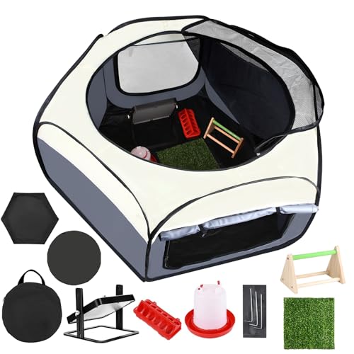 Chicks Brooder Box for Chick Starter Kit -Dual Door Chicken Brooder Playpen/Pen/Tent with 10 * 10 inch Brooder Heating Plate,Nesting Pads,Chick Feeder＆Waterer,Chick Perch Up to 15 Chicks,Quail,Duck